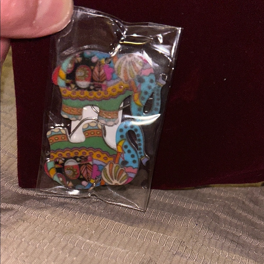 Boho Elephant Earrings - Multicolor